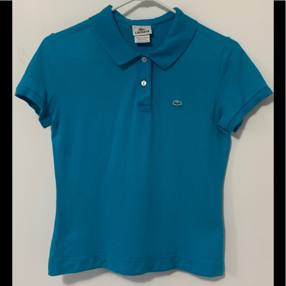 Lacoste Women’s Turquoise Blue Polo Shirt Size 42
